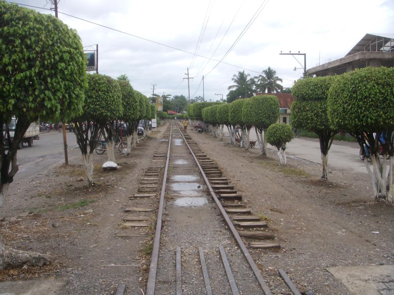 Bahnlinie in der Hauptstrasse von Morales 