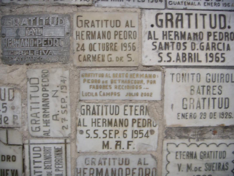 Dankesplaketten an Bruder Pedro, Kirche San Francisco 