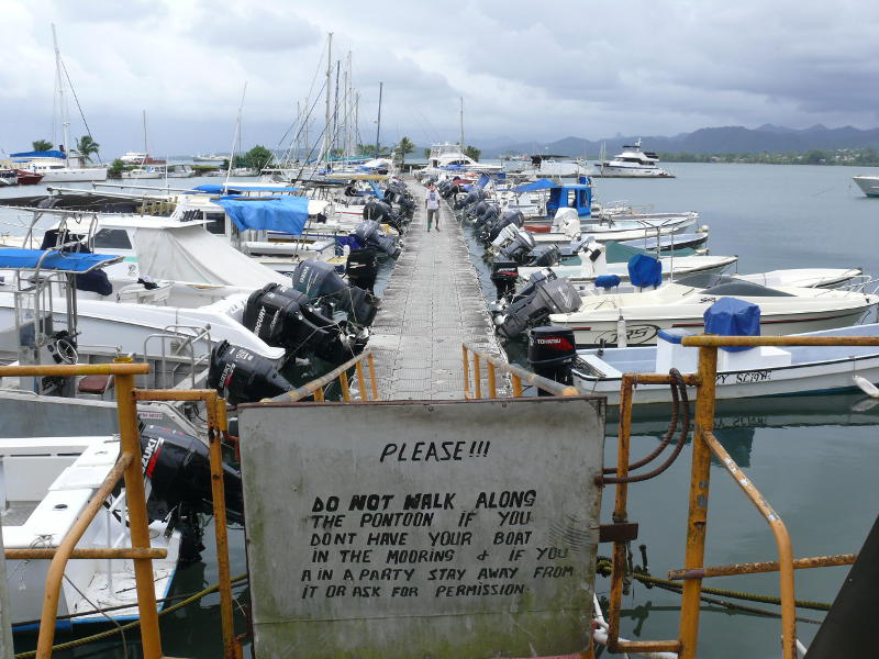 Schwimmsteg des Royal Suva Yacht Clubs mit Martin  
