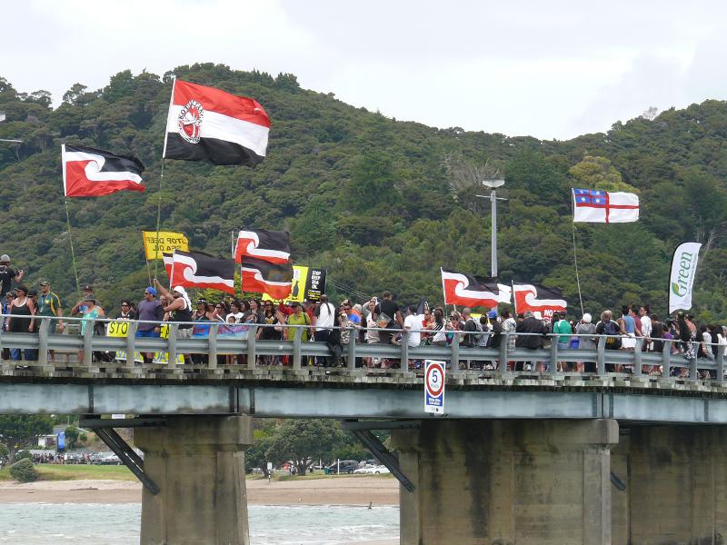 Gegen Landverkauf protestierende Maori 