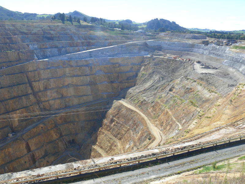 Offene Goldmine in Waihi 