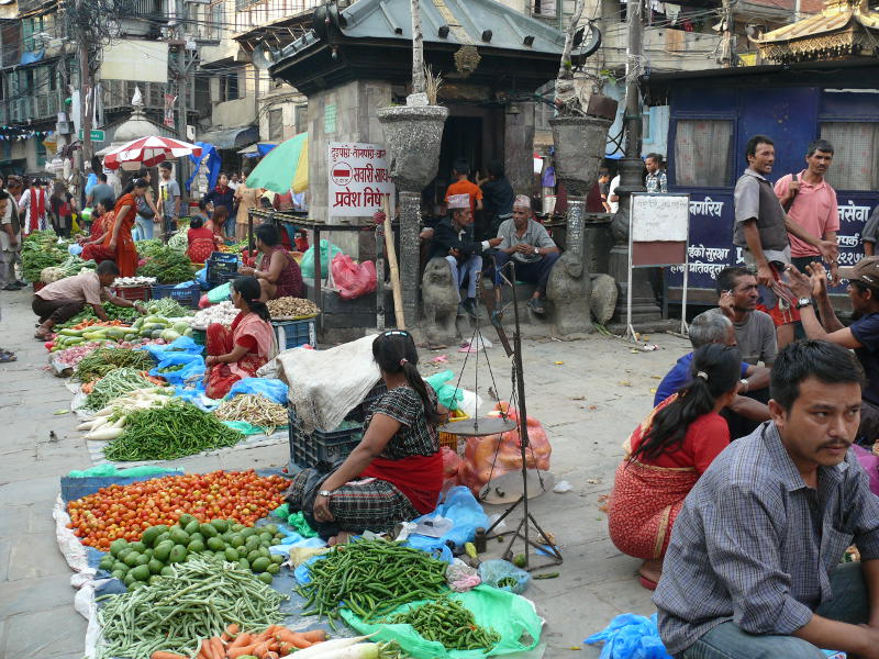 Gemüsemarkt im Basar, Kathmandu 