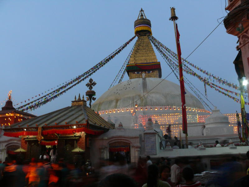 Stupa von Boudha am Vollmondmorgen 