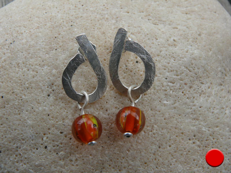Arohanui - Orange Glaskugel, 925er Silber