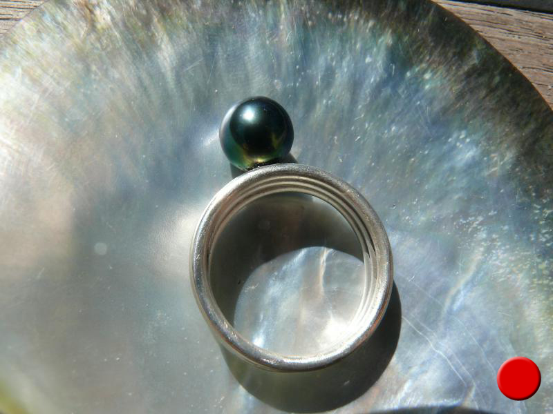 Miti - Silberfingerring mit einer Tahitizuchtperle