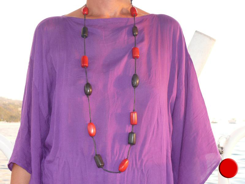Rot-Schwarz - Collier 1,16m mit 16 Taguateilen