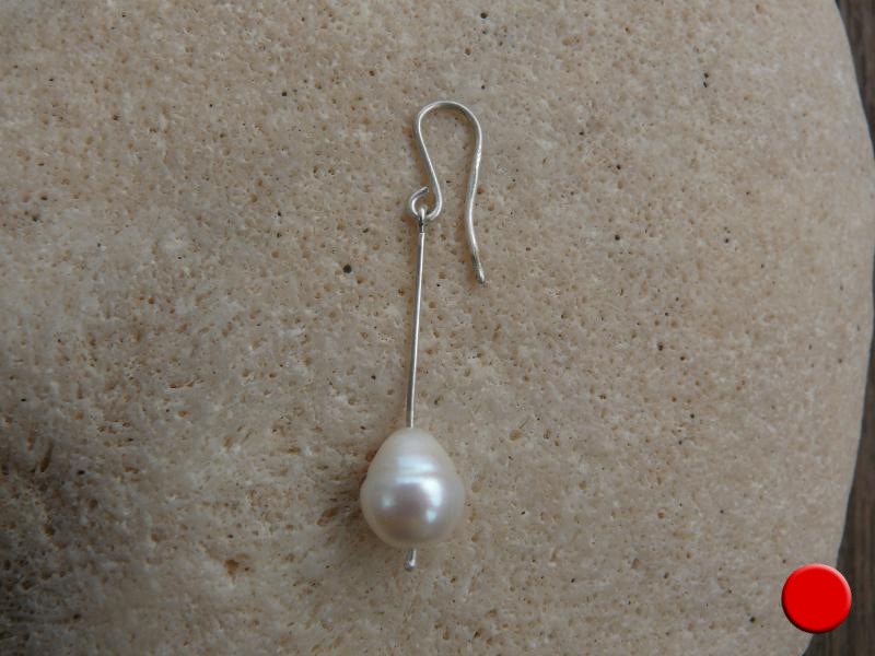 Tropfen - Weisse Zuchtperle, 925er Silber