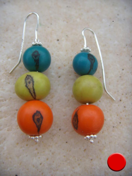 Samen orange, hellgrün und blau mit 925er Silber